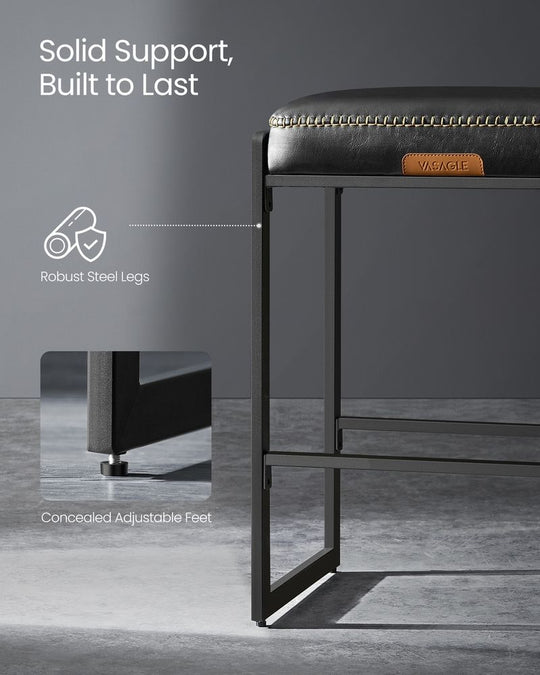 Counter Height Bar Stools | Padded Faux Leather Backless Seats