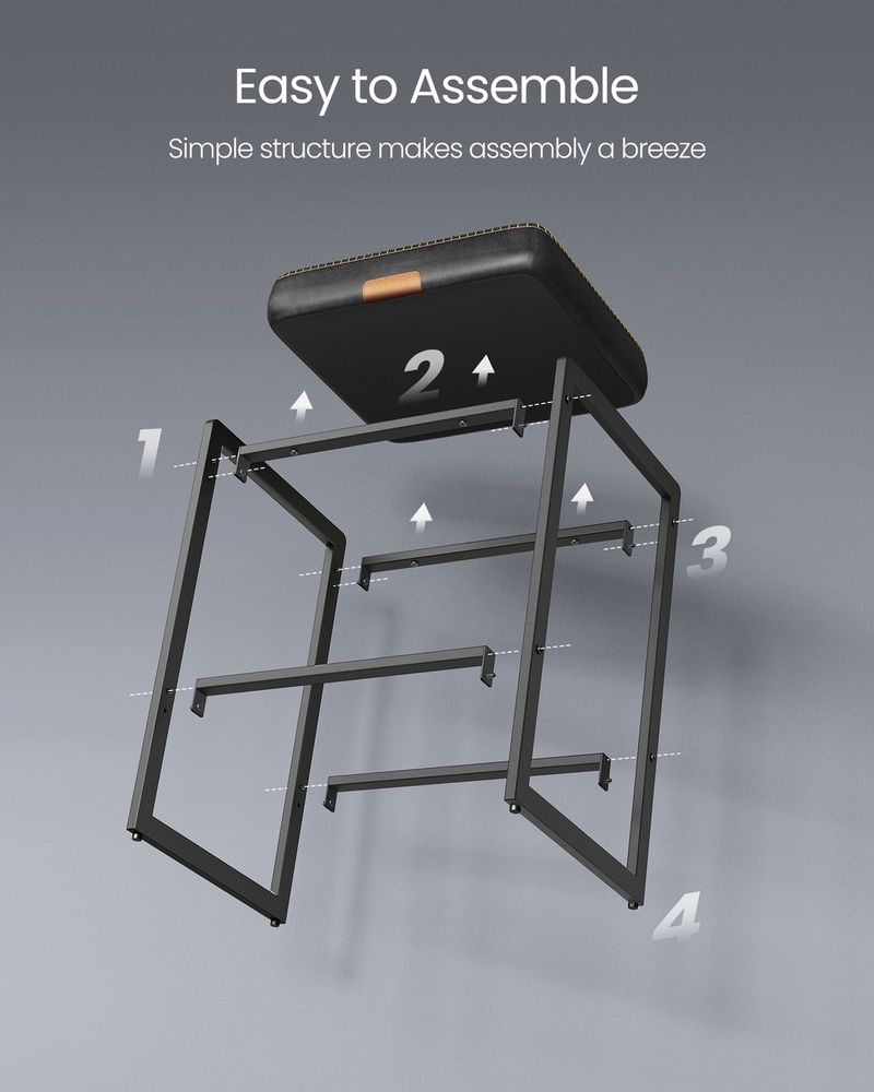 Counter Height Bar Stools | Padded Faux Leather Backless Seats