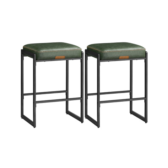 Counter Height Bar Stools | Padded Faux Leather Backless Seats