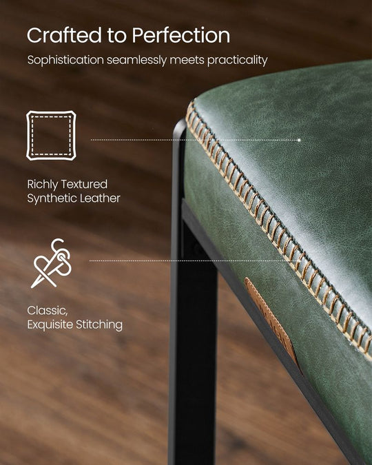 Counter Height Bar Stools | Padded Faux Leather Backless Seats