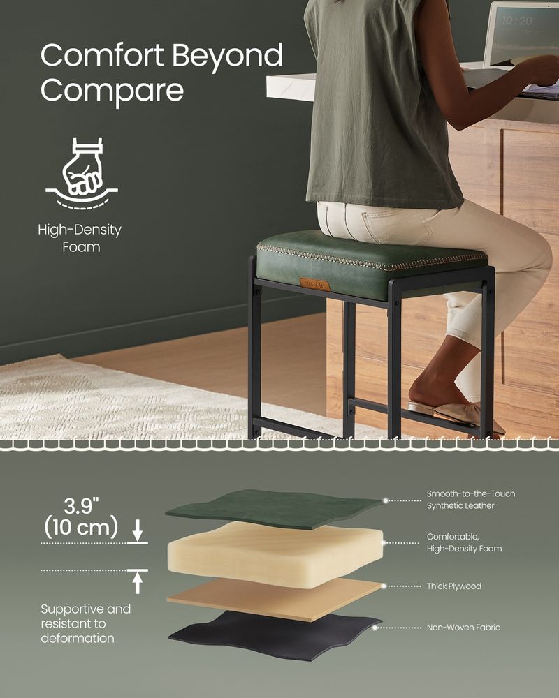 Counter Height Bar Stools | Padded Faux Leather Backless Seats