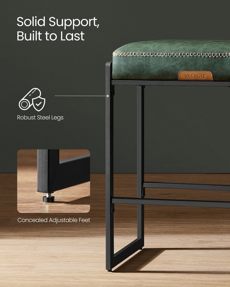 Counter Height Bar Stools | Padded Faux Leather Backless Seats