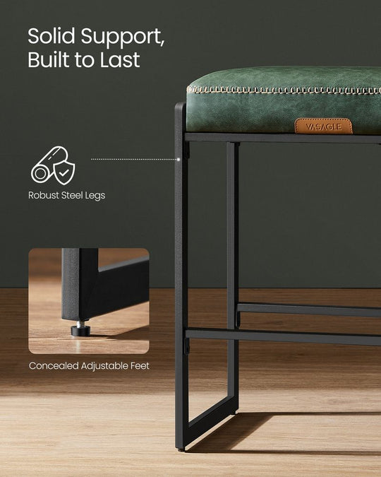 Counter Height Bar Stools | Padded Faux Leather Backless Seats