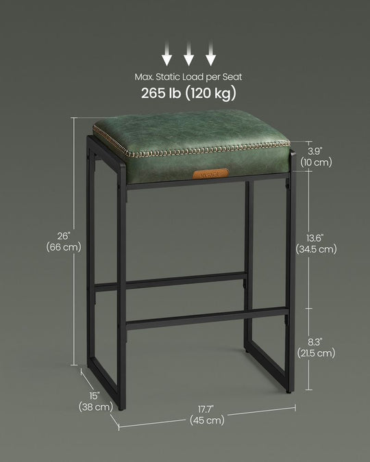 Counter Height Bar Stools | Padded Faux Leather Backless Seats