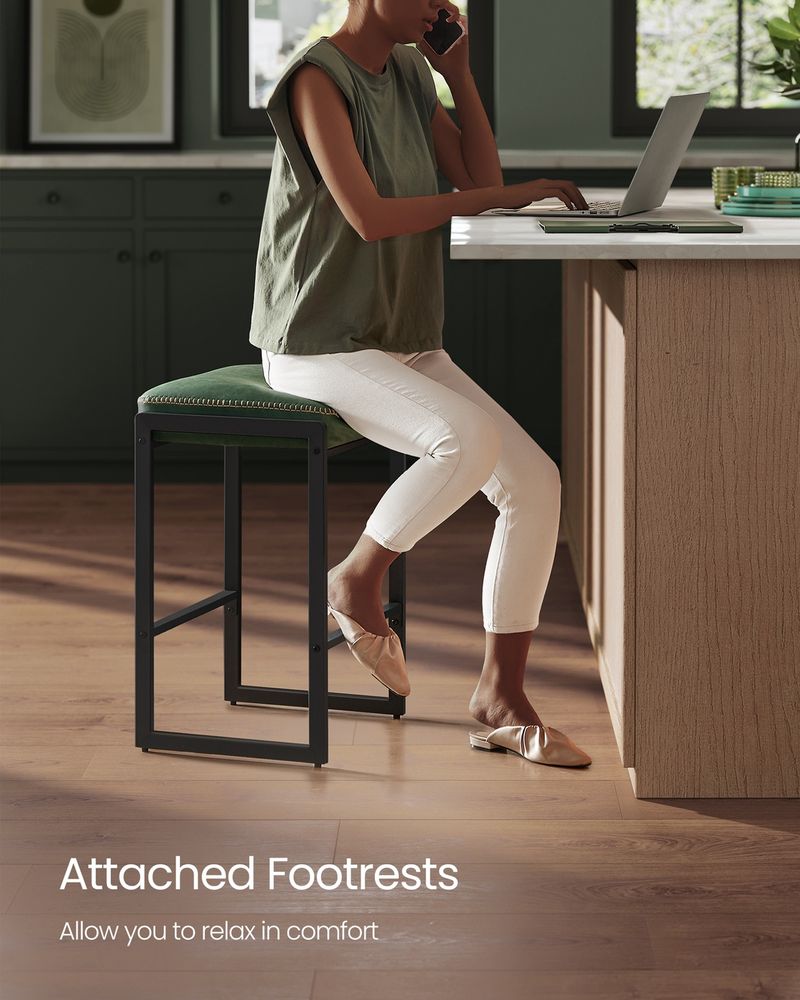 Counter Height Bar Stools | Padded Faux Leather Backless Seats