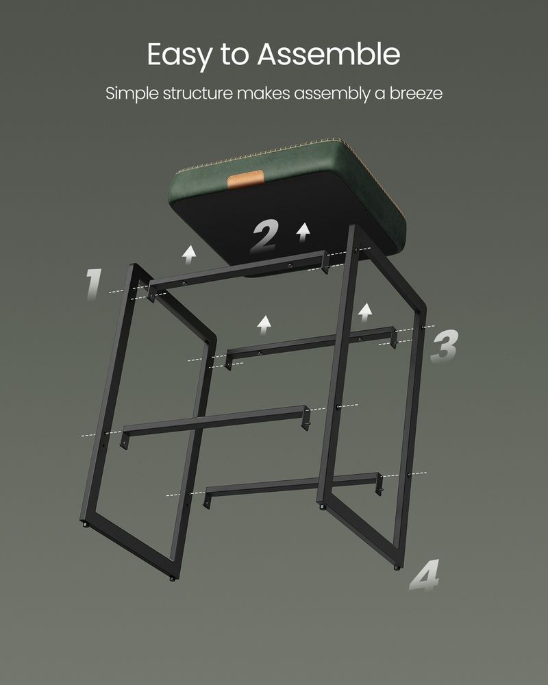 Counter Height Bar Stools | Padded Faux Leather Backless Seats