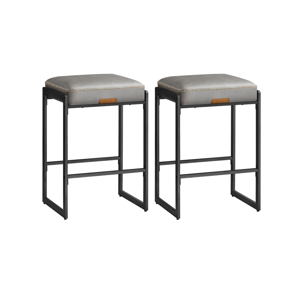 Counter Height Bar Stools | Padded Faux Leather Backless Seats