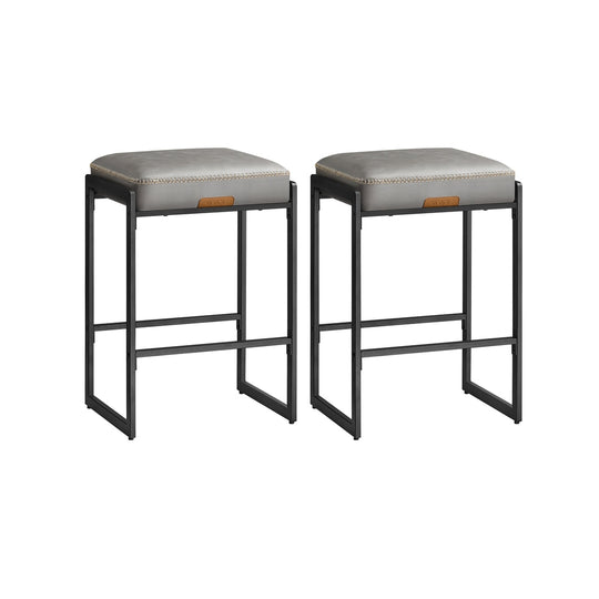 Counter Height Bar Stools | Padded Faux Leather Backless Seats