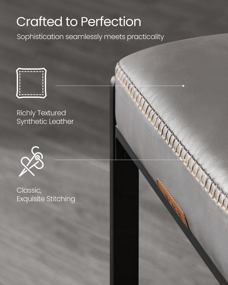 Counter Height Bar Stools | Padded Faux Leather Backless Seats