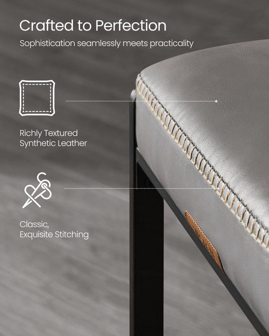 Counter Height Bar Stools | Padded Faux Leather Backless Seats