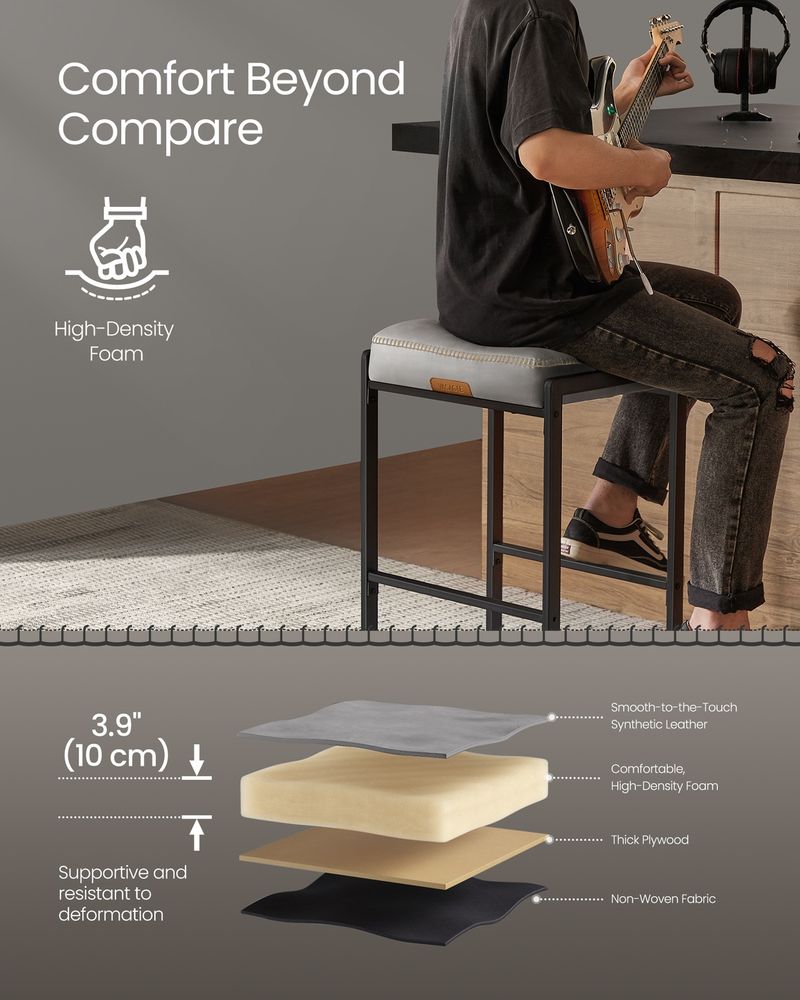 Counter Height Bar Stools | Padded Faux Leather Backless Seats