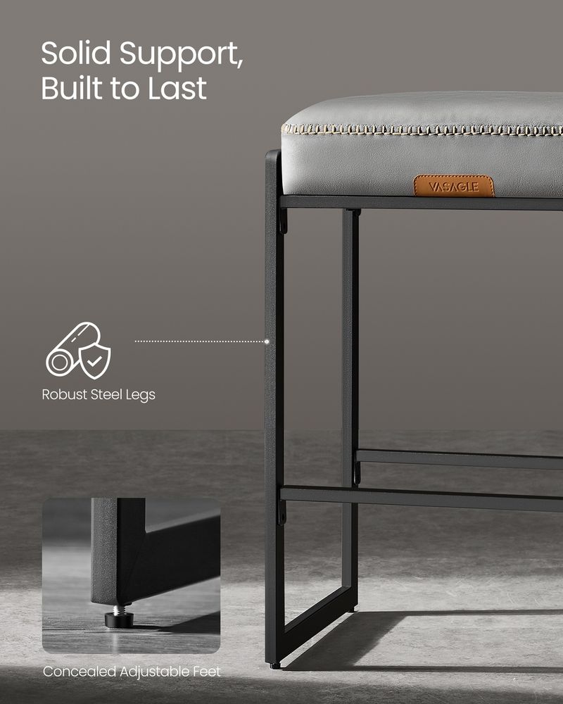 Counter Height Bar Stools | Padded Faux Leather Backless Seats