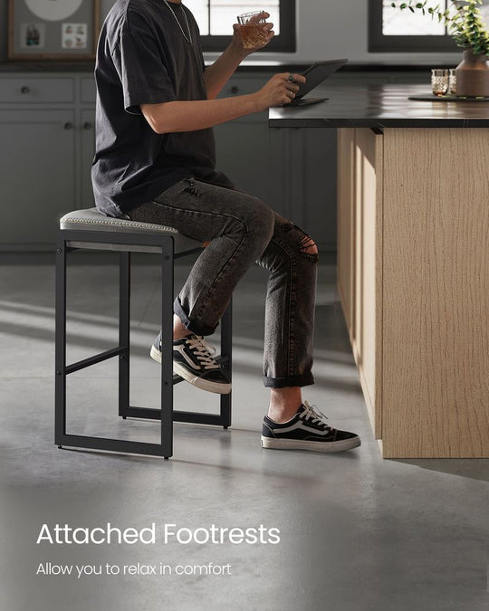 Counter Height Bar Stools | Padded Faux Leather Backless Seats