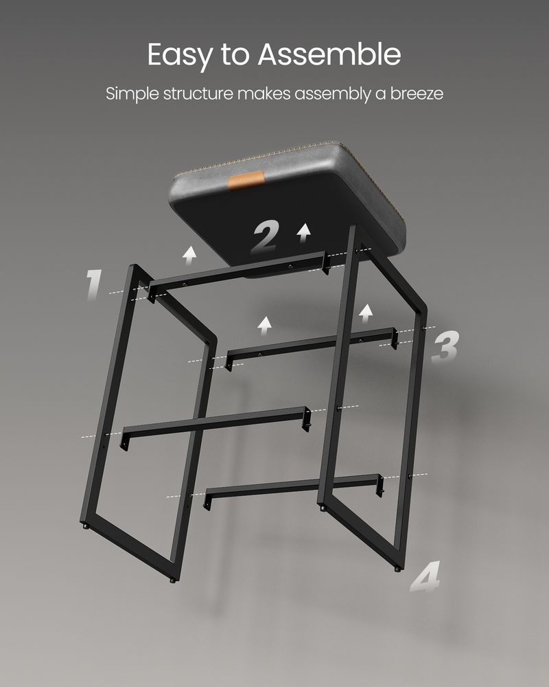 Counter Height Bar Stools | Padded Faux Leather Backless Seats