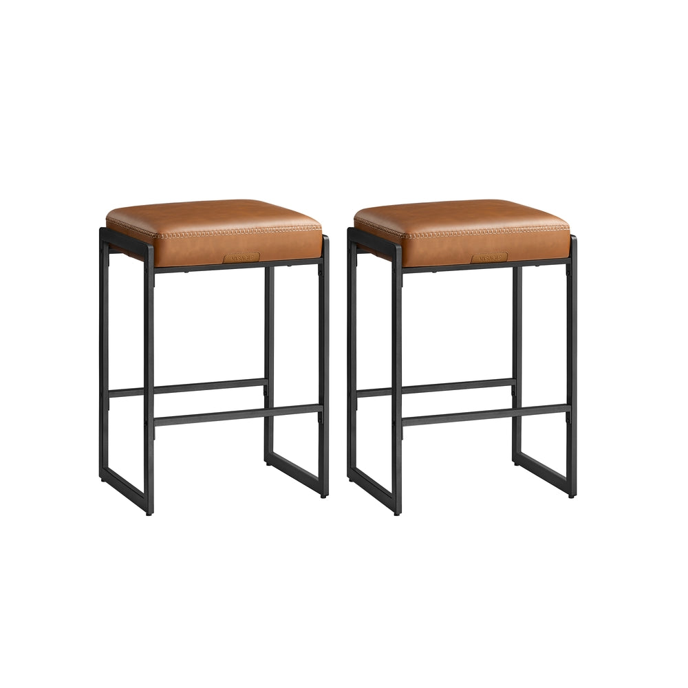 Counter Height Bar Stools | Padded Faux Leather Backless Seats
