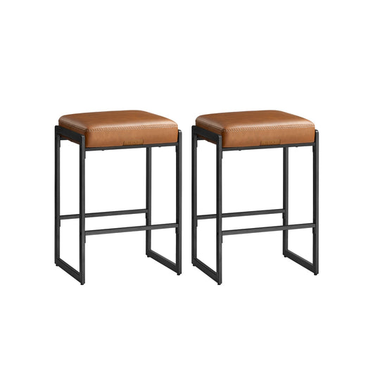 Counter Height Bar Stools | Padded Faux Leather Backless Seats