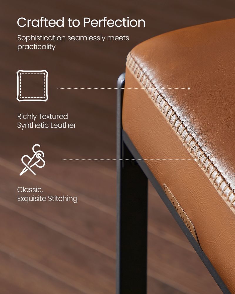 Counter Height Bar Stools | Padded Faux Leather Backless Seats