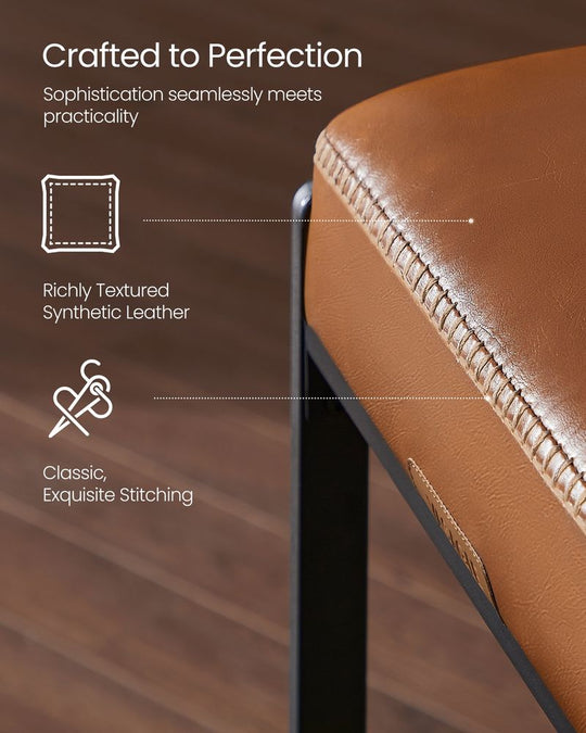 Counter Height Bar Stools | Padded Faux Leather Backless Seats
