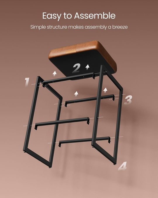 Counter Height Bar Stools | Padded Faux Leather Backless Seats