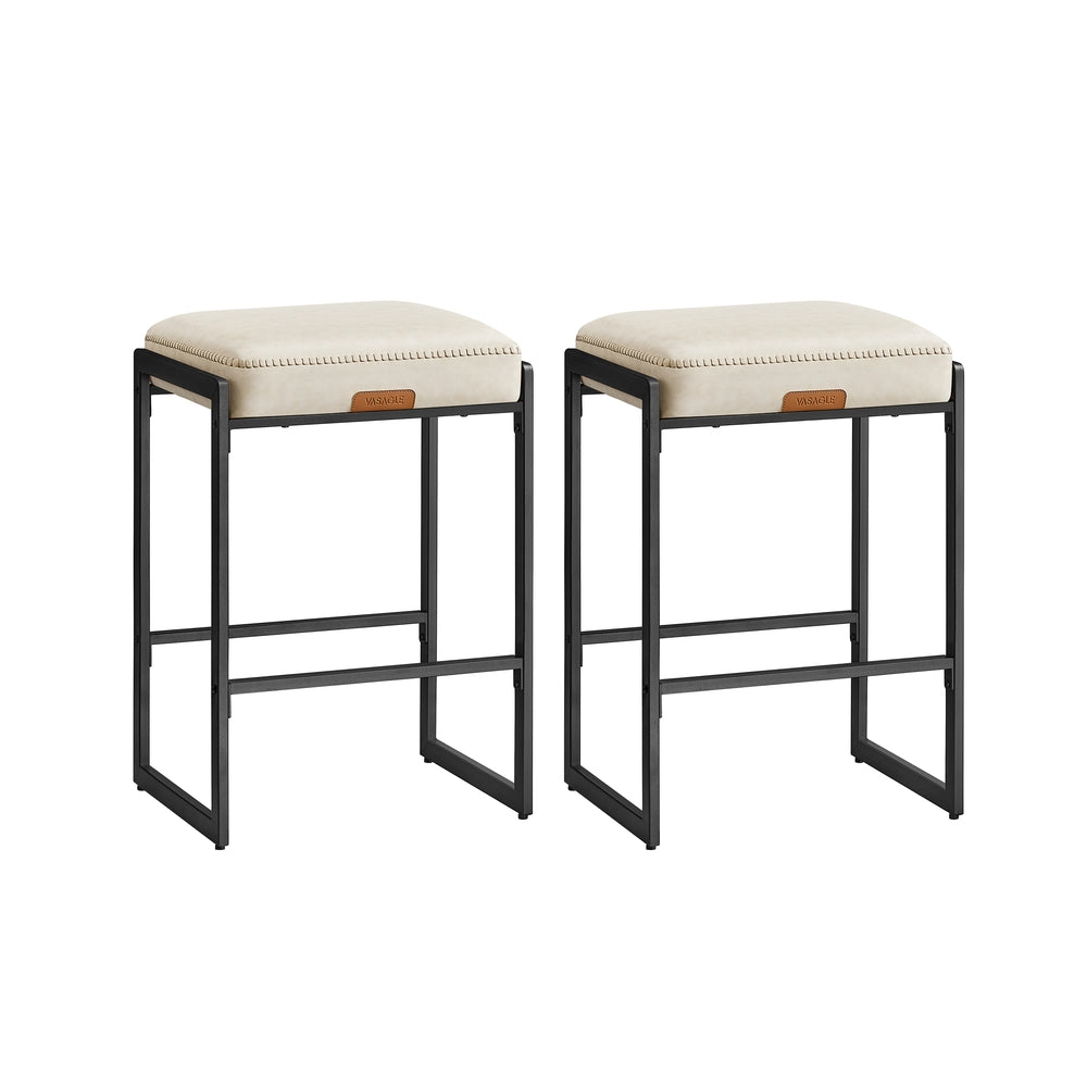 Counter Height Bar Stools | Padded Faux Leather Backless Seats