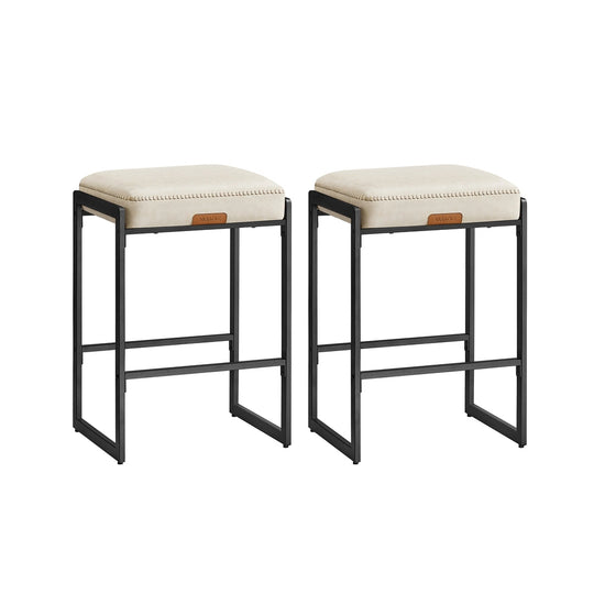 Counter Height Bar Stools | Padded Faux Leather Backless Seats