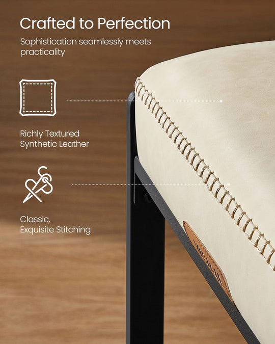 Counter Height Bar Stools | Padded Faux Leather Backless Seats