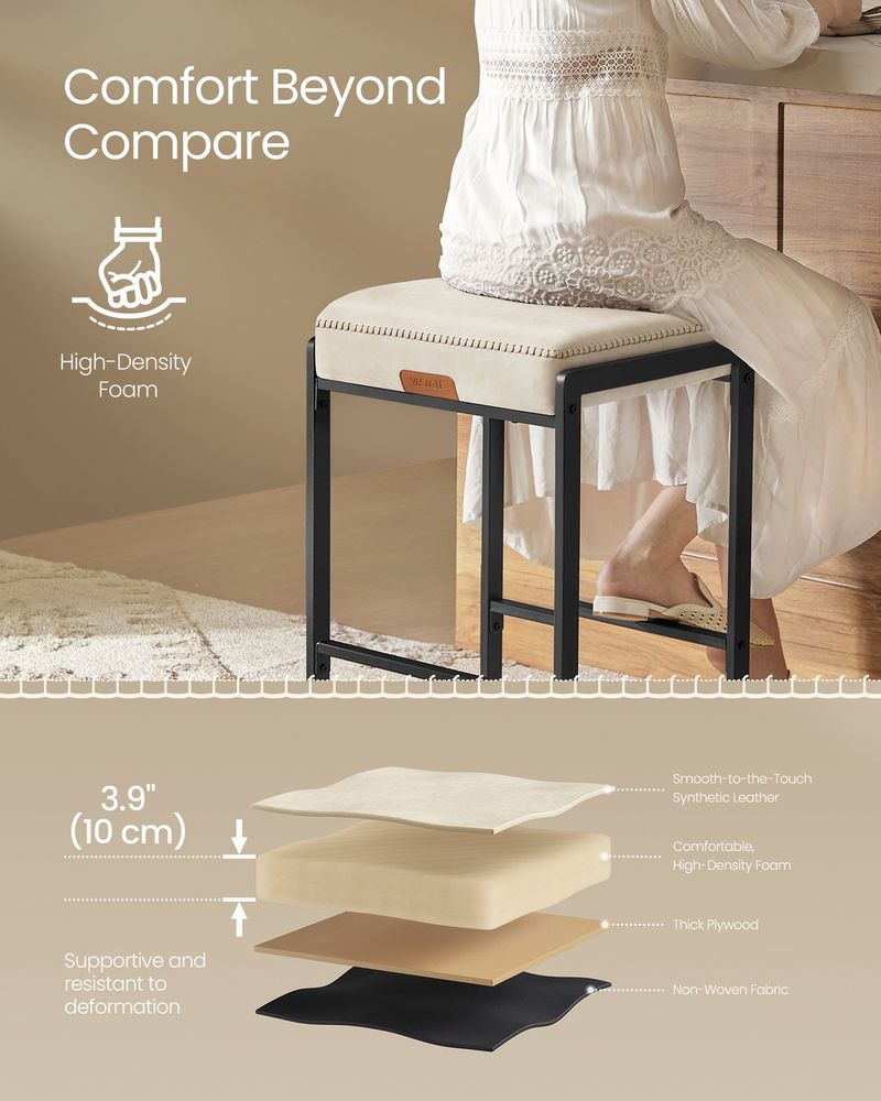 Counter Height Bar Stools | Padded Faux Leather Backless Seats