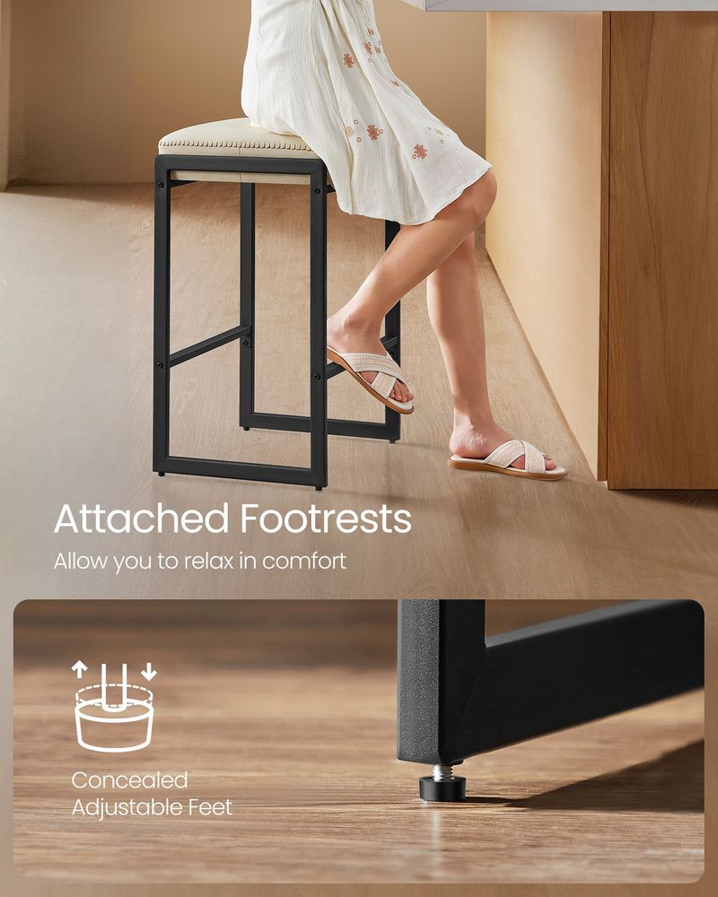 Counter Height Bar Stools | Padded Faux Leather Backless Seats