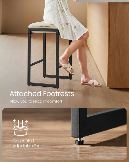 Counter Height Bar Stools | Padded Faux Leather Backless Seats