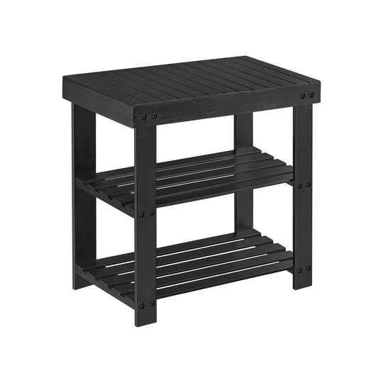 Bamboo Shoe Rack Bench | Three Tier Entryway Storage Seat