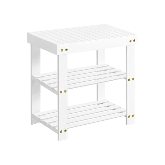 Bamboo Shoe Rack Bench | Three Tier Entryway Storage Seat
