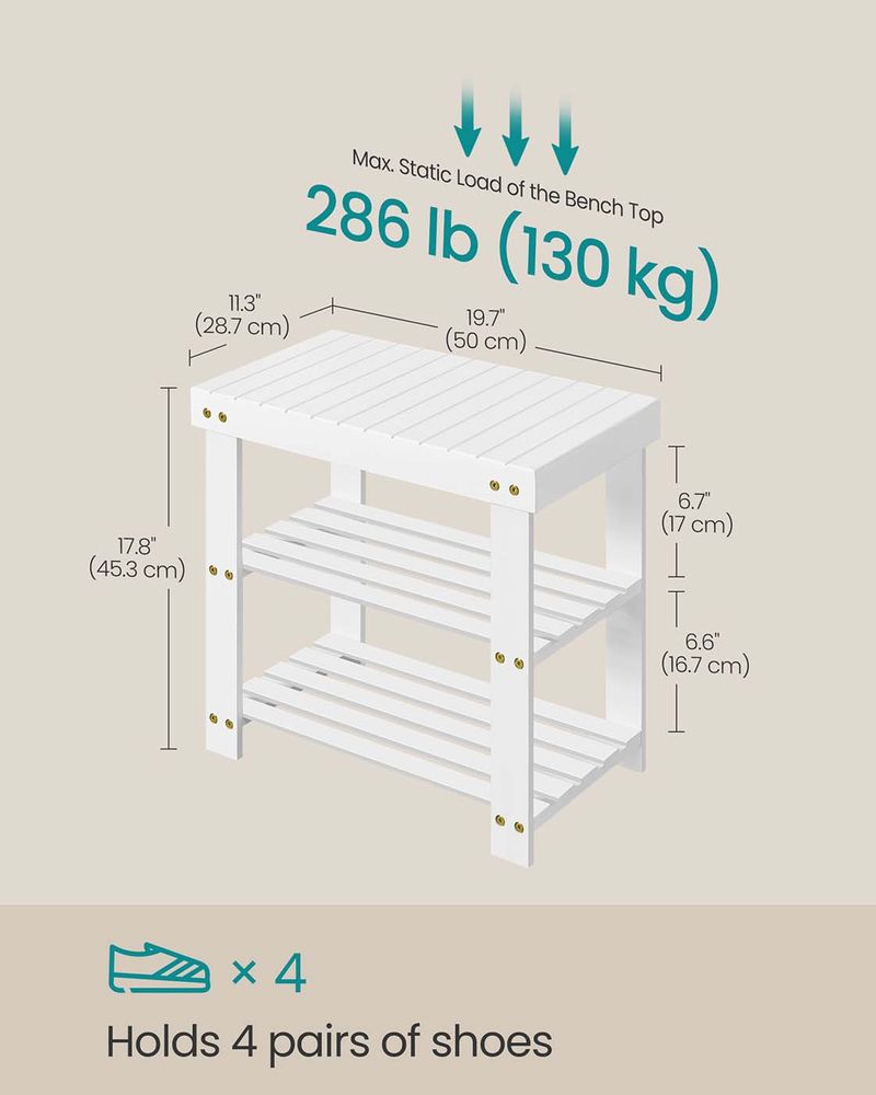 Bamboo Shoe Rack Bench | Three Tier Entryway Storage Seat