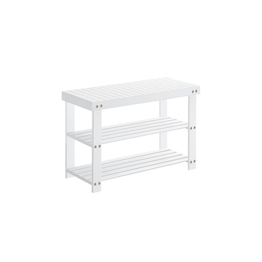 Bamboo Shoe Rack Bench | Three Tier Entryway Storage Seat