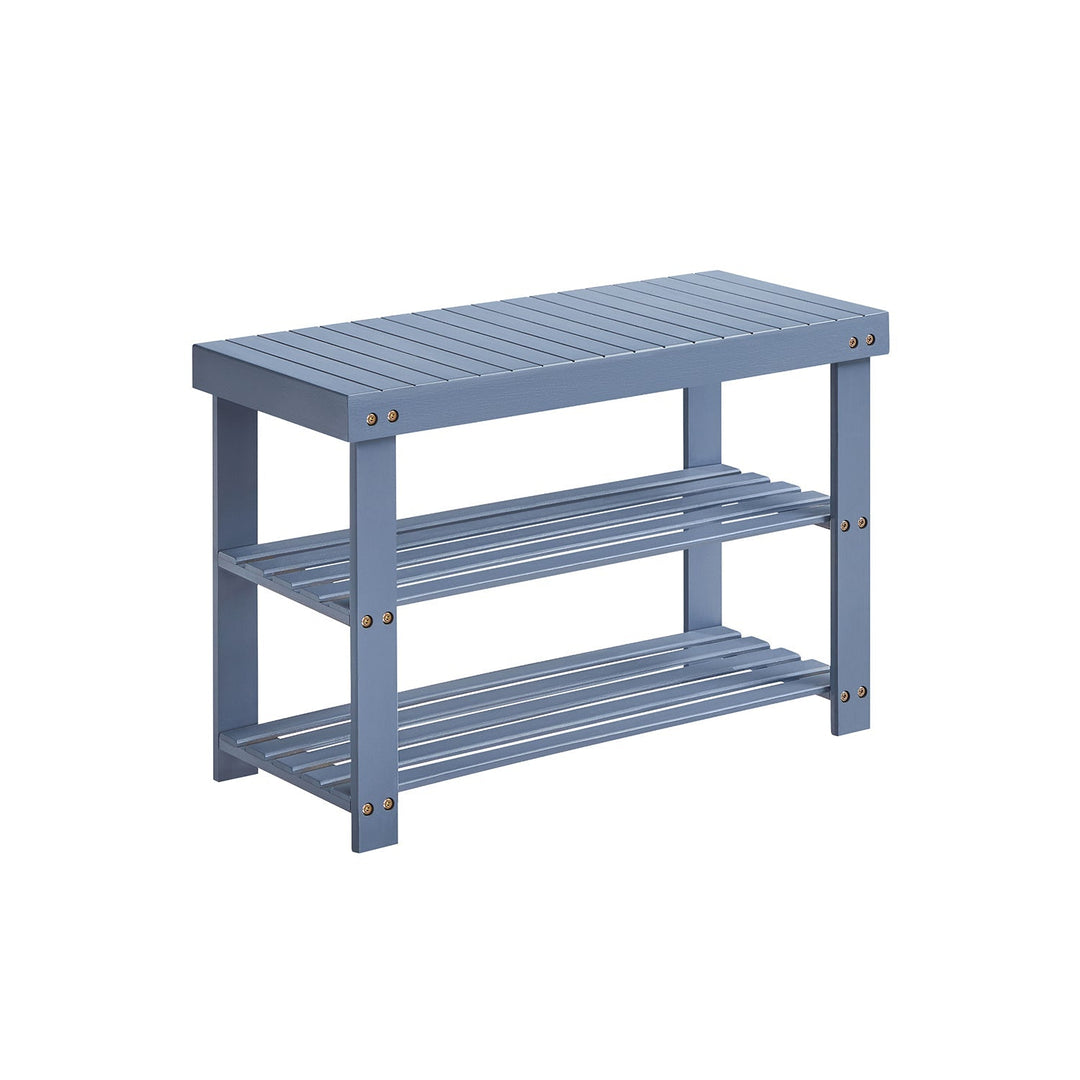 Bamboo Shoe Rack Bench | Three Tier Entryway Storage Seat