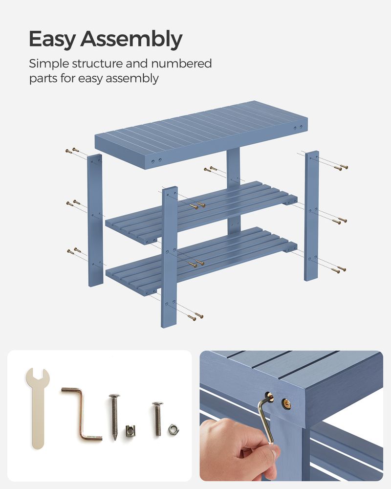 Bamboo Shoe Rack Bench | Three Tier Entryway Storage Seat