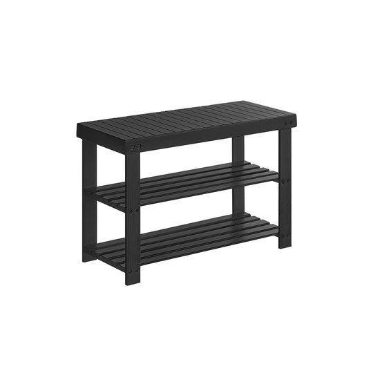 Bamboo Shoe Rack Bench | Three Tier Entryway Storage Seat