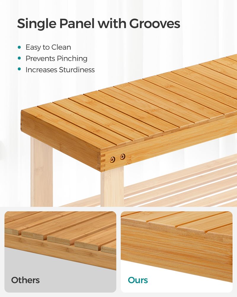 Bamboo Shoe Rack Bench | Three Tier Entryway Storage Seat
