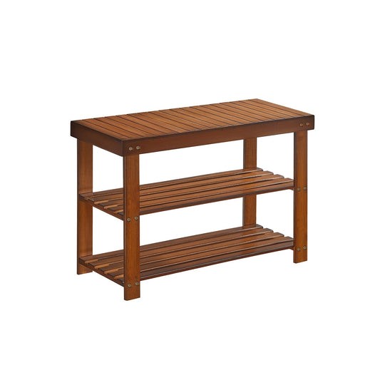 Bamboo Shoe Rack Bench | Three Tier Entryway Storage Seat