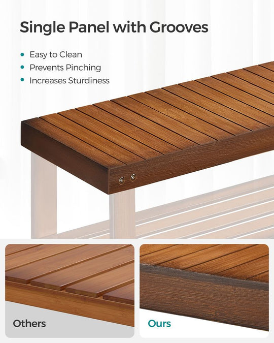 Bamboo Shoe Rack Bench | Three Tier Entryway Storage Seat