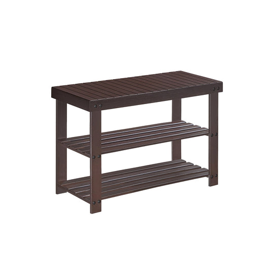 Bamboo Shoe Rack Bench | Three Tier Entryway Storage Seat