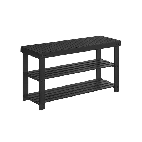 Bamboo Shoe Rack Bench | Three Tier Entryway Storage Seat