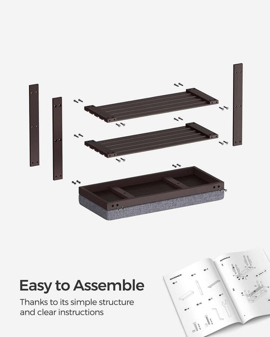 Bamboo Shoe Bench | Cushioned Seat With Two Storage Shelves