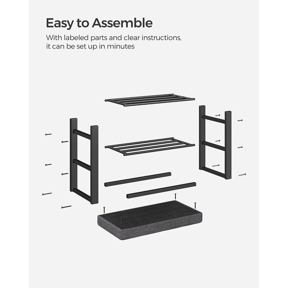 Cushioned Shoe Storage Bench | Entryway Seating With Shelves