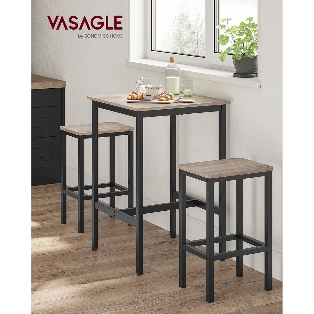 Square High Top Bar Table | Industrial Pub Table With Footrest