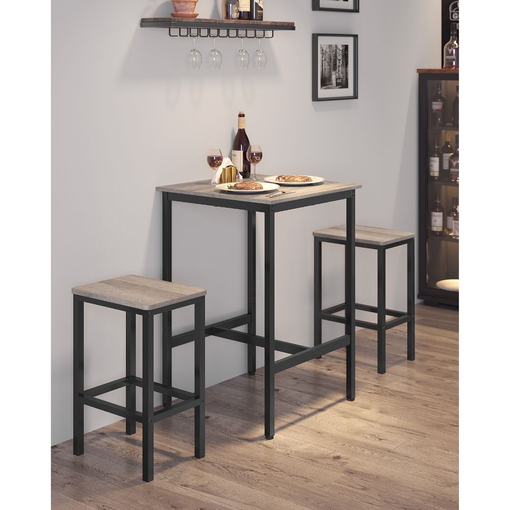 Square High Top Bar Table | Industrial Pub Table With Footrest