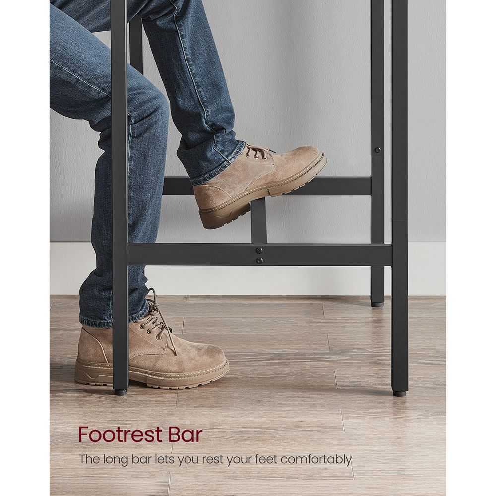 Square High Top Bar Table | Industrial Pub Table With Footrest