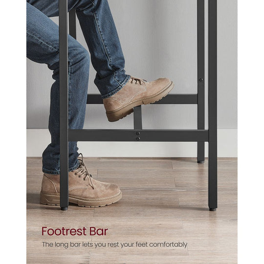 Square High Top Bar Table | Industrial Pub Table With Footrest