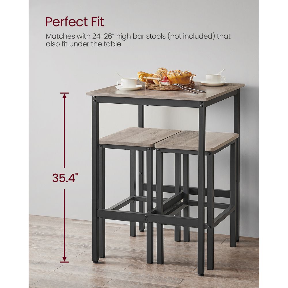 Square High Top Bar Table | Industrial Pub Table With Footrest