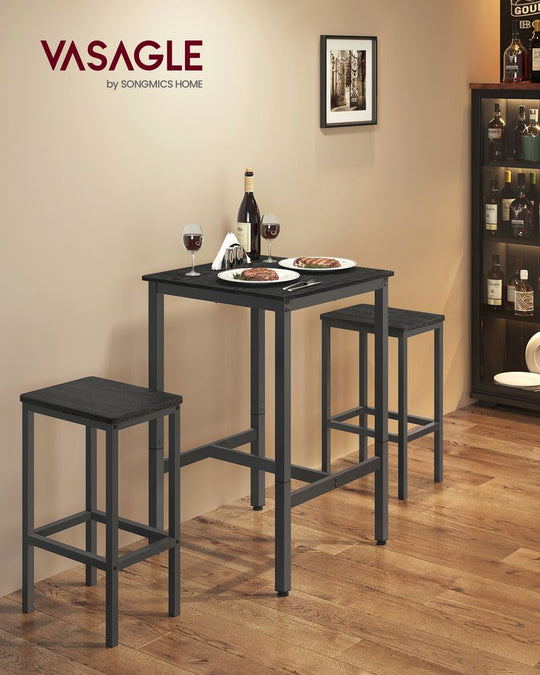 Square High Top Bar Table | Industrial Pub Table With Footrest