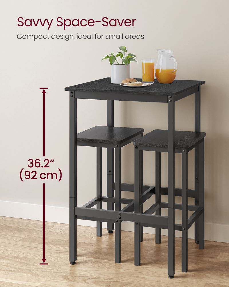 Square High Top Bar Table | Industrial Pub Table With Footrest